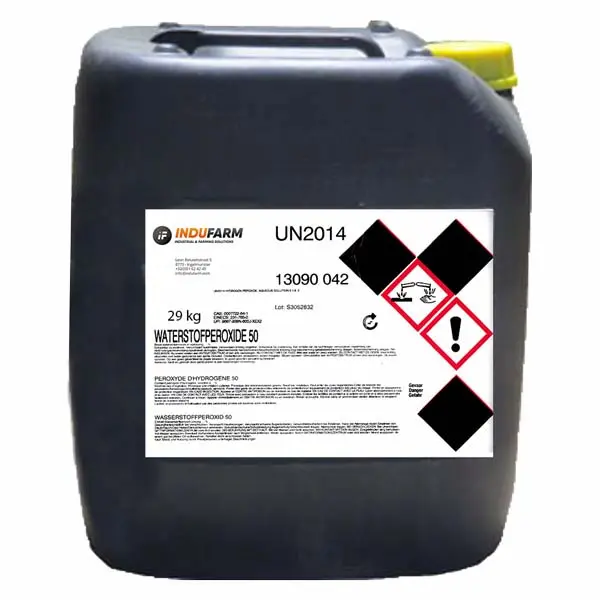 Peroxyde hydrogène 50% emballage y compris, 1195 kg
