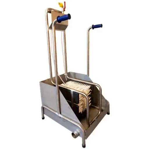 [A00674] Laarzenreiniger rvs met opvangbak