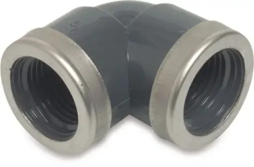 [A01294-1234] Elbow 90° PVC - PN16 - 2x female thread, 1/2"  X 3/4"