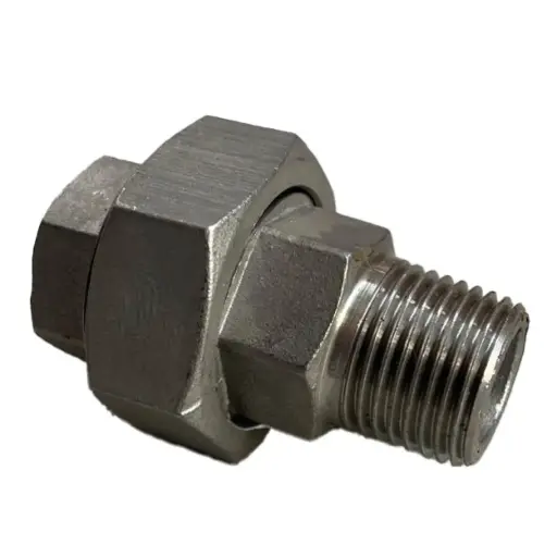 [A02349-12] Raccord union en inox avec joint plat -  filetage extérieur X filetage intérieur, 1/2"