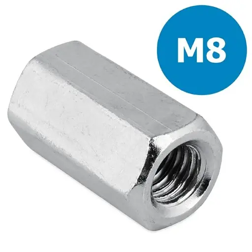 [A02836] Verbindingsmoer M8, RVS